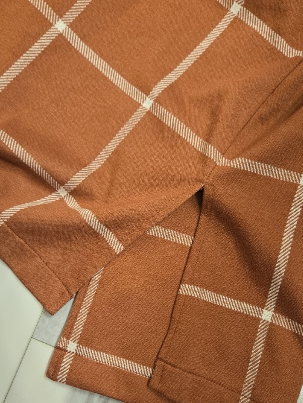 Maurices Womens Rust Windowpane Open-Front Cardigan - Picture 6 of 7